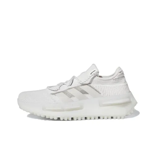 Adidas Originals NMD S1 Slip-resistant Abrasion-resistant Low Top Casual Shoes Unisex White Gray Adidas Originals NMD S1 Противоскользящий Устойчивый к истиранию Низкий Топ Повседневная Обувь Унисекс Белый Серый