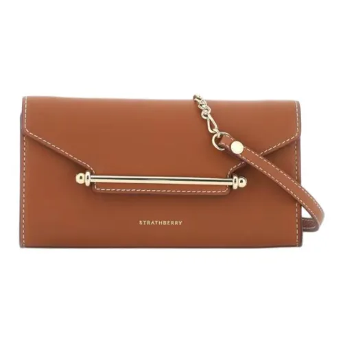 Strathberry Клатч из телячьей кожи сумка через плечо кошелек маленький женский коричневый