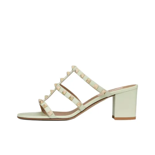 Valentino Rockstud Шлепанцы 6 см Женские Зеленые