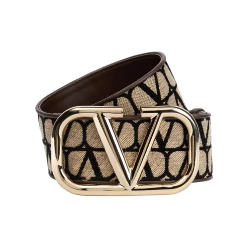 Valentino Логотип Идентификация Кожаные ремни Унисекс Коричневый 7 см