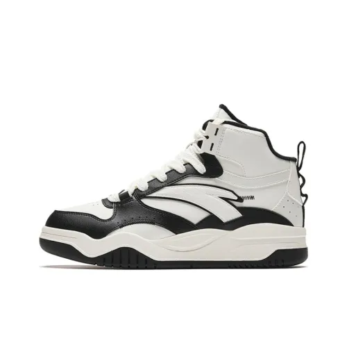 ANTA Slam Wave Shoe Slip-resistant Abrasion-resistant Breathable High-top Skateboard Shoes Men's Black White