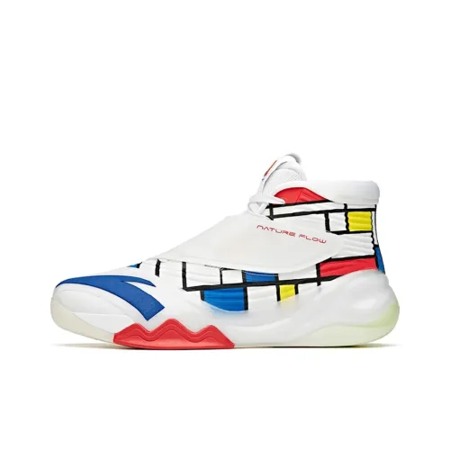 ANTA KT6 'Третья Джерси Клетка Амортизаторы Slip-Resistant Высокие Баскетбольные Кроссовки Мужские Белый Синий Красный