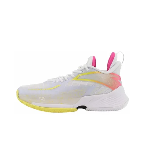 ANTA Light Horseman 3 Амортизация Износостойкие Низкие Баскетбольные Кроссовки Женские Белый Желтый Красный