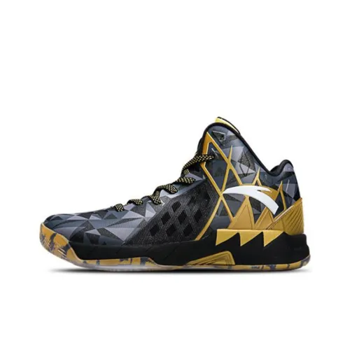 ANTA KT1 MID Топ Баскетбольные кроссовки Мужской Черный Золото Белый