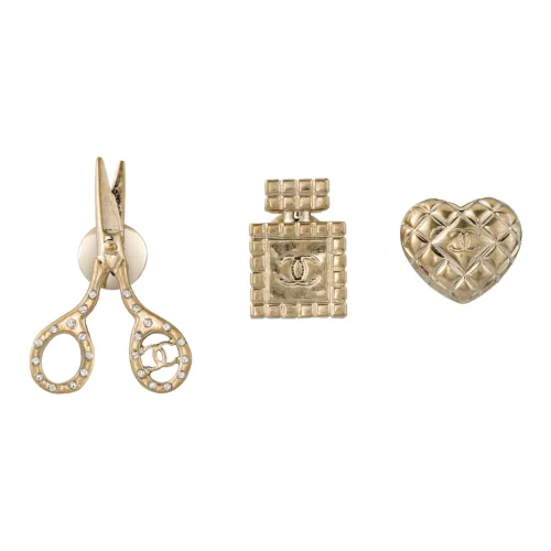 CHANEL Металлическая брошь золотого цвета унисекс