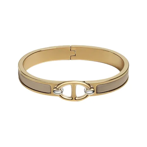 HERMES Mini Clic Chaine d'Ancre Эмаль Браслеты Женские Молочно-чайный Золотой