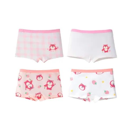 Дисней 4 PIECES Набор Full Принт Розовый + Full Принт Белый + Большой Сетка + Маленький Сетка Kids Трусы