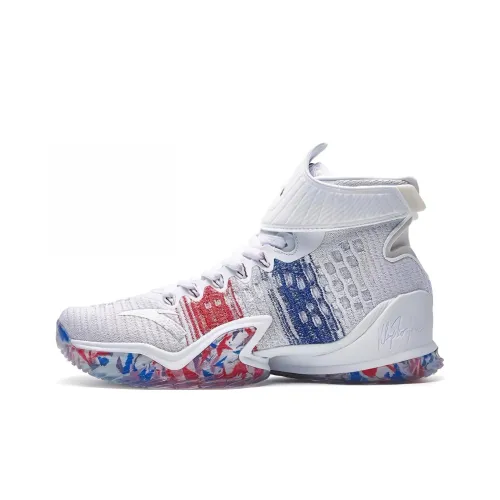 ANTA KT3 Money Шар Амортизация Дышащий И Устойчивый Дизайн Высокий Топ Баскетбольные Кроссовки Мужские Белый Синий Красный