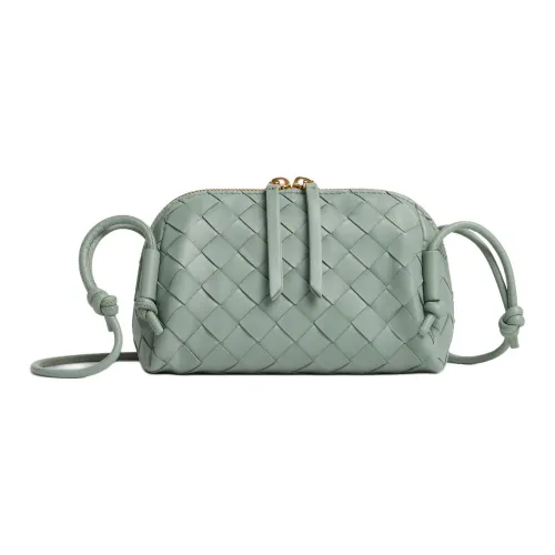 Bottega Veneta Sheepskin Crossbody One Shoulder Clutch Women's Shallow Green