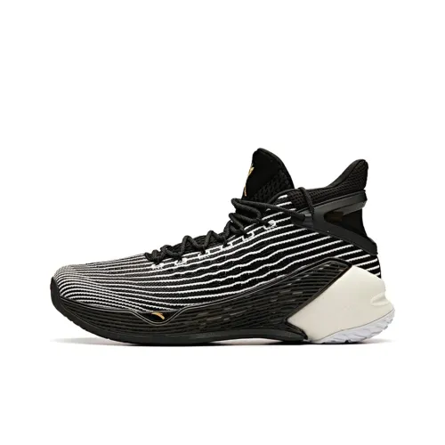 ANTA KT4 Амортизаторы Устойчивые к истиранию Высокий топ Баскетбольные кроссовки Мужские Черно-белые