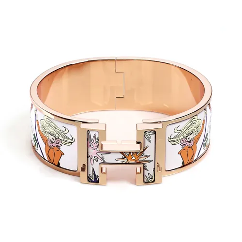 HERMES Эмаль Розовое Золото Тон Покрытие Браслеты Женские Золото