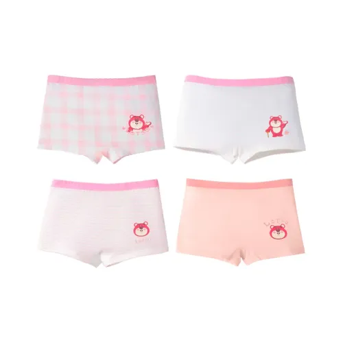 Дисней 4 PIECES Набор Большая Сетка + Маленькая Сетка + Горизонтальный Stripe + Светло-розовые Детские Трусы