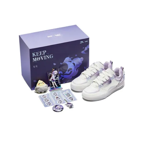 Original God x ANTA Покрытие Устойчивое к истиранию Низкий Топ Скейтборд Кроссовки Женские Белые Фиолетовые