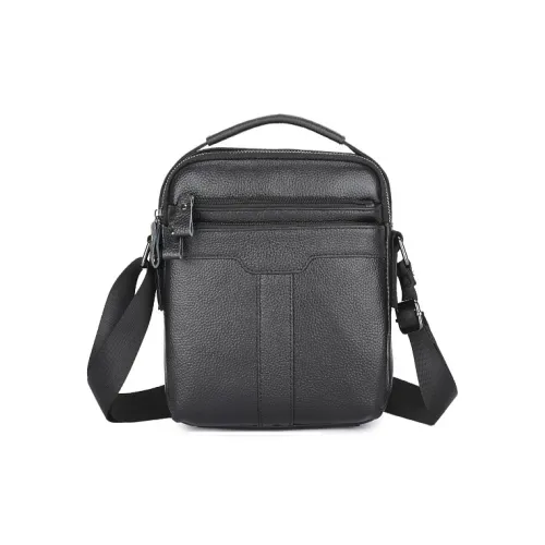 DOSRFINI Сумка через плечо из натуральной коровьей кожи мужская черная