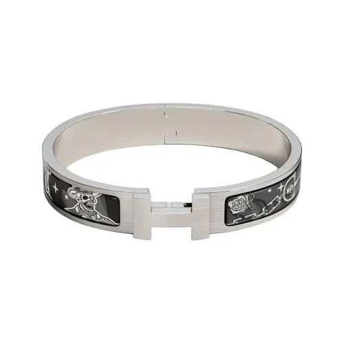 HERMES Эмаль Браслеты Унисекс Серебряный