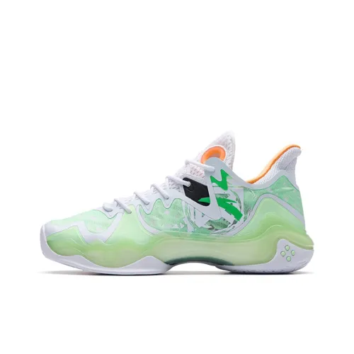 ANTA Shock Wave 4 Low Топ Баскетбольные кроссовки для игры Мужской Белый Зеленый