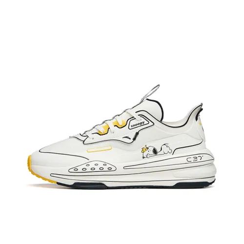 SNOOPY x ANTA C37 Series Амортизаторы Slip-resistant устойчивые к истиранию низкий топ кэжуал женский белый желтый