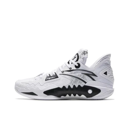 ANTA Shock Wave 5 The First Год Slip-resistant Abrasion-resistant Low-top Баскетбольные кроссовки Мужские Белый Черный