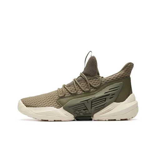 ANTA Bastard Амортизация Износостойкий MID Топ Баскетбольные кроссовки Мужской Хаки зеленый