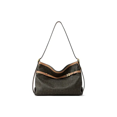 FION Искусственная кожа Сумка через плечо Средняя Женская Кофейная Кaramel