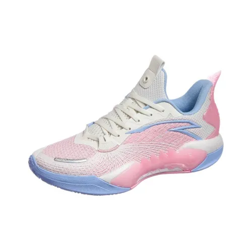ANTA Shock Wave 5 Баскетбольные кроссовки Низкий топ Белый Розовый Мужской