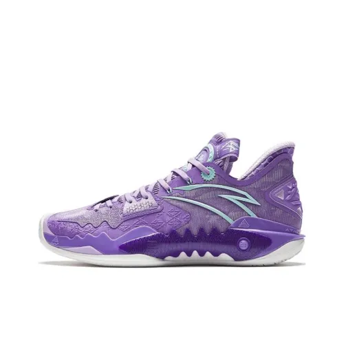 ANTA Shock Wave 5 Баскетбольные кроссовки Низкий топ Фиолетовый Зеленый Мужской