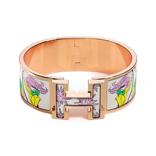 HERMES Эмаль Розовое Золото Тон Покрытие Браслеты Женские Золото