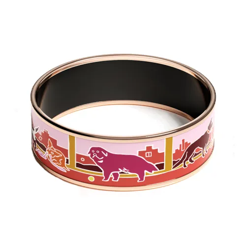 HERMES Эмаль Розовое Золото Покрытие Браслеты Женские Розовые