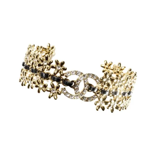 CHANEL Металл Овчина Стразы Браслеты Унисекс Золотой