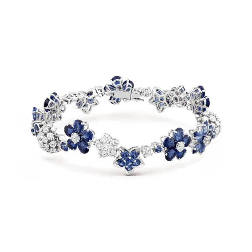 Van Cleef Arpels 18К Белое золото ромб сапфир браслеты женские