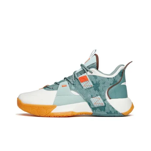 ANTA Speedy 2 Slip-resistant Abrasion-resistant MID Топ Винтажные баскетбольные кроссовки Мужские Белый Зеленый