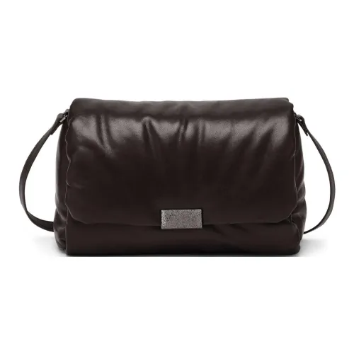 BRUNELLO CUCINELLI Напп-Кожа Сумка через плечо Сумка на плечо Женская Коричневая