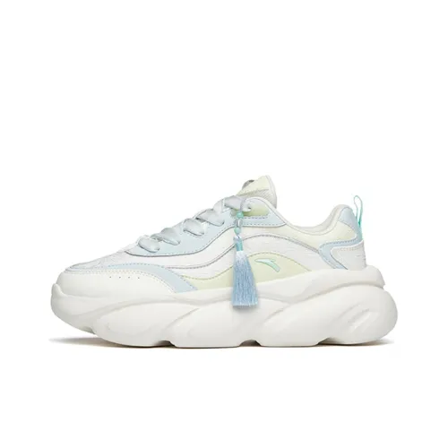 ANTA Кошачья лапа Амортизаторы Шок Резистентность к истиранию Низкий топ Толстая подошва Кроссовки Женские Белый Зеленый Синий