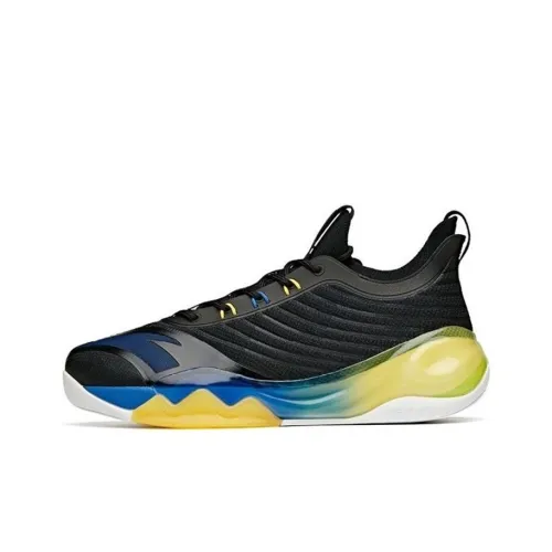 ANTA KT6 Low Топ Баскетбольные кроссовки Мужские Черный Желтый Синий