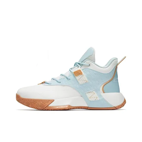 ANTA Suyi 2 Амортизирующие подошва Устойчивая к истиранию MID Баскетбольные кроссовки Мужские Белый Синий Розовый