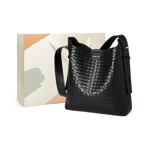 15 MINS Синтетическая кожа Ведрообразная сумка Сумка через плечо Большая Женская Полночь Черный