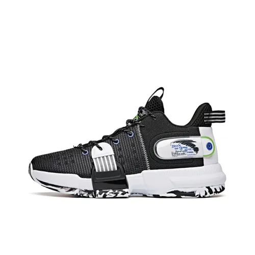 ANTA Craze 2 Амортизация Износостойкие Низкие Баскетбольные Кроссовки Мужские Черно-Белые