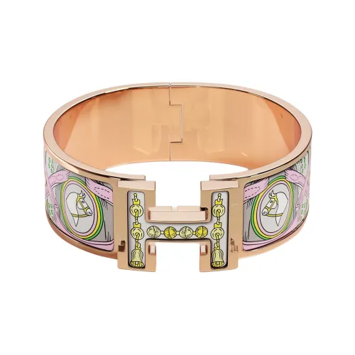 HERMES Эмаль Розовое золото Тон покрытие Браслеты Женские Розовое золото