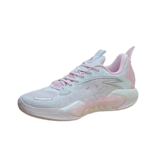 ANTA Frenzy 5team Амортизация Износостойкий MID Топ Баскетбольные кроссовки Мужские Белый Розовый