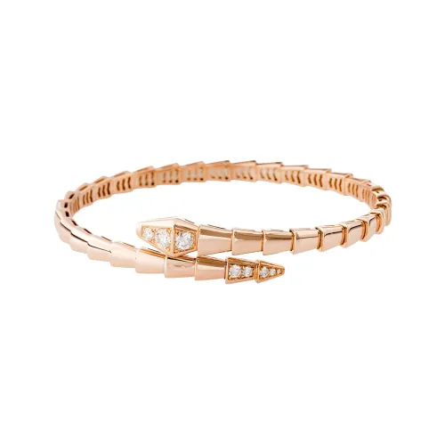 BVLGARI SERPENTI 18К Розовое золото Браслет-наполсник с украшениями из стразов Женские