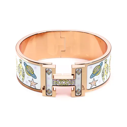 HERMES Эмаль Розовое золото тон покрытие браслеты женские светло-синий