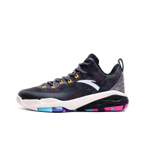 ANTA Rhomboid Slip-Resistant Abrasion-Resistant Low-Top Баскетбольные кроссовки Мужские Черный Серый