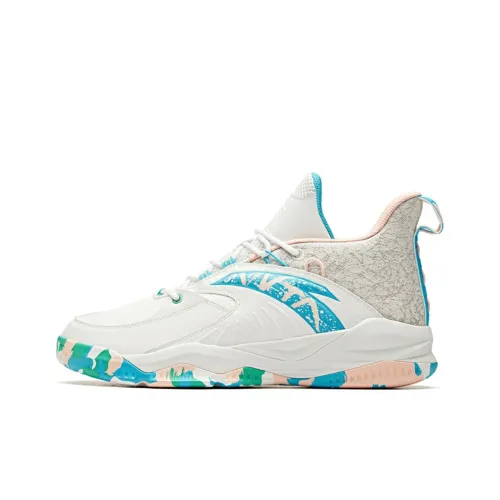 ANTA Rhomboid Шокабсорберы Противоскользящие Устойчивые к истиранию MID Топ A Shock Баскетбольные кроссовки Мужские Белый Синий