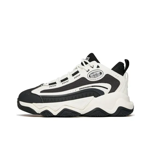 ANTA Big Shark Slip-resistant Abrasion-resistant Low Top Footwear Men's White Black Gray ANTA Big Shark Противоскользящий Устойчивый к истиранию Низкий Топ Обувь Мужская Белый Черный Серый