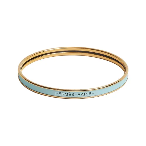 HERMES Золото-покрытый металл эмаль браслеты женские светло-синий