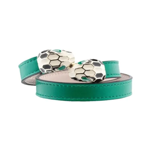 BVLGARI Serpenti Forever Кожаные Браслет Браслет В Два Витка Serpenti Forever, Кожа Теленка Изумрудно-зеленого Цвета.