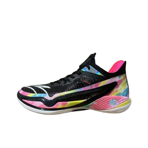 ANTA Lighthearted 4 Амортизация Износостойкие Низкие Баскетбольные Кроссовки Мужские Черные Розовые