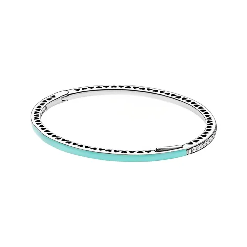 Pandora Синтетический Кубический Цирконий/Стразы Браслеты Мятно-зеленый/Серебряный Женские