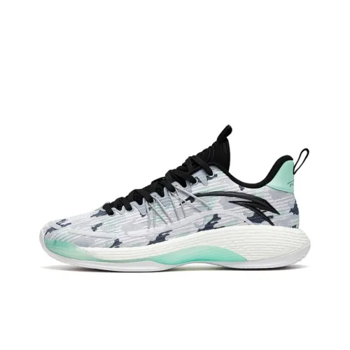 ANTA Skyline Team Шок абсорберы Устойчивый к истиранию Низкий топ Баскетбольные кроссовки Мужской Фарфоровый серый Зеленый