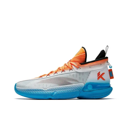 ANTA KT9 KT 9 Slip-resistant MID Топ Азотная технология Баскетбольные кроссовки Мужские Белый Оранжевый Синий